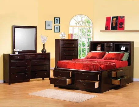 Letto contenitore in legno con cassetti