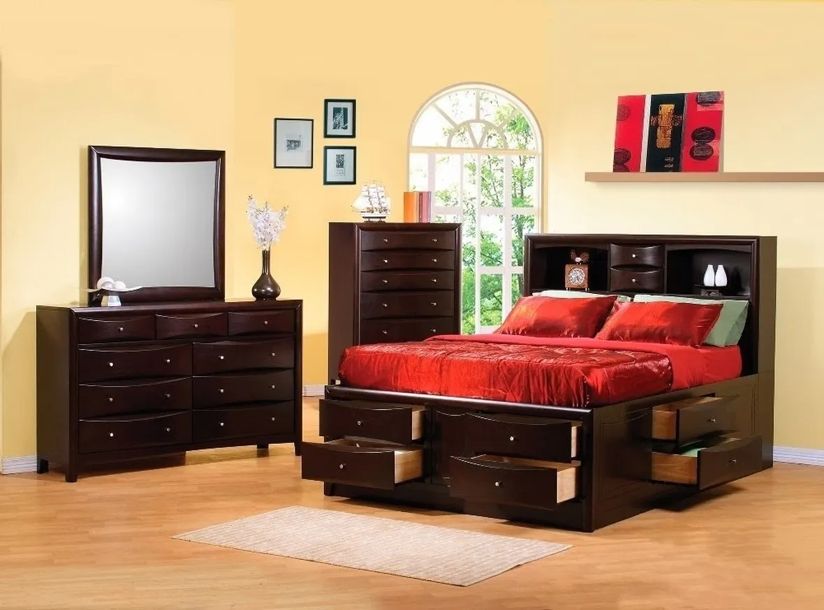 Letto contenitore in legno con cassetti