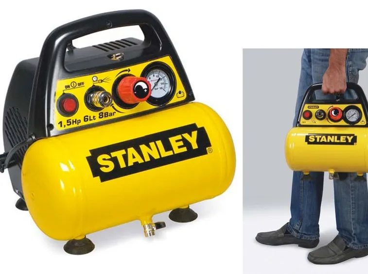 Un compressore portatile Stanley con serbatoio orizzontale