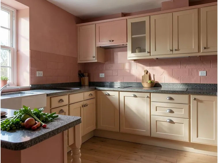 cucina in muratura colorata