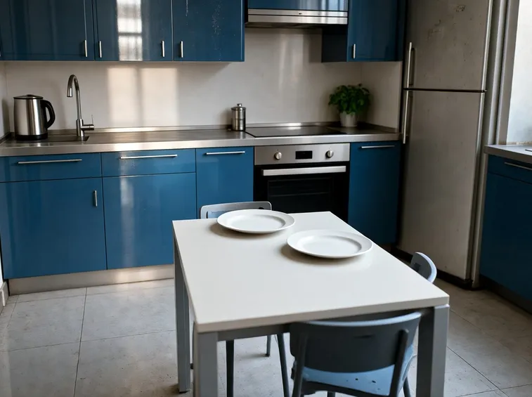 Cucina monoblocco blu