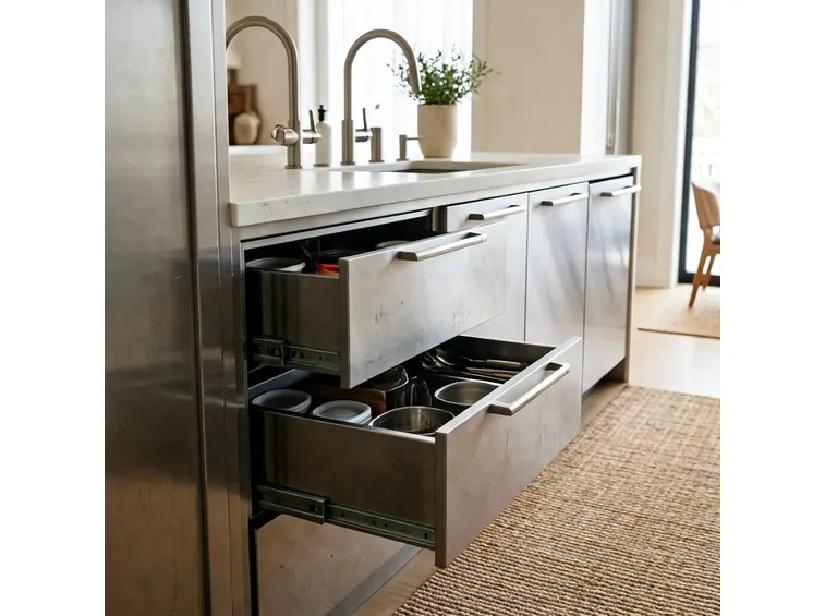 cucina in acciaio inox pratica