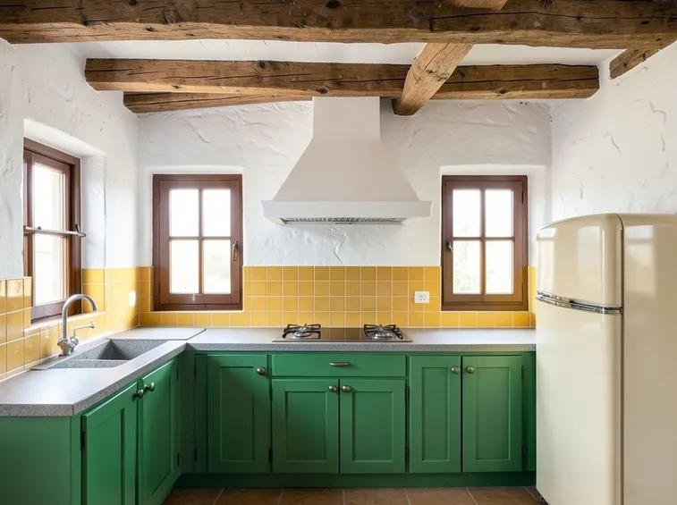 Cucina con cappa a camino
