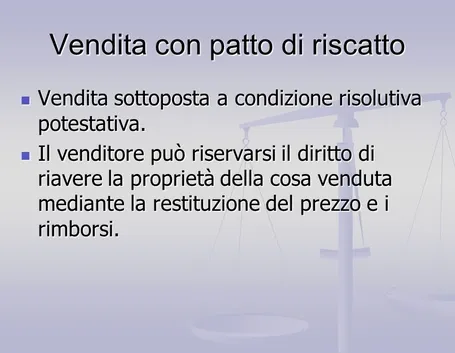 vendita con patto di riscatto