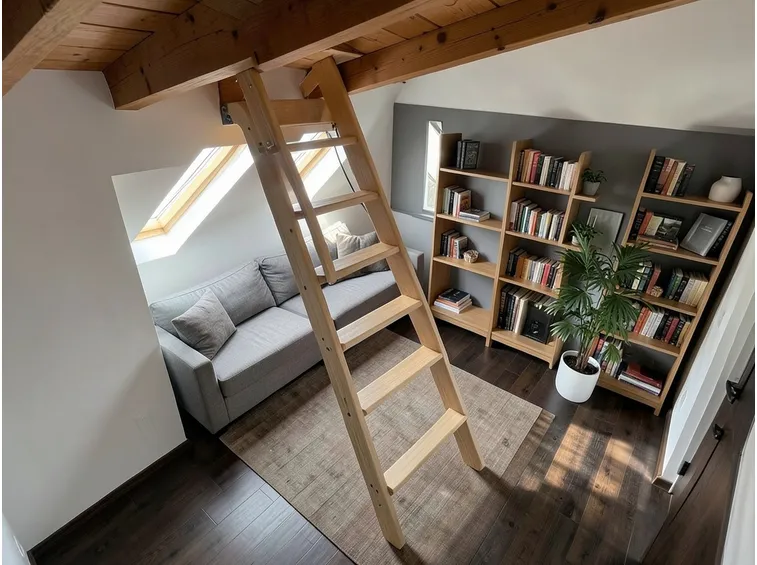 Scala retrattile in legno