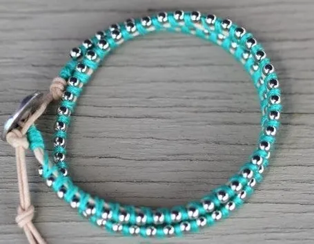 bracciale con filo di cotone e catena