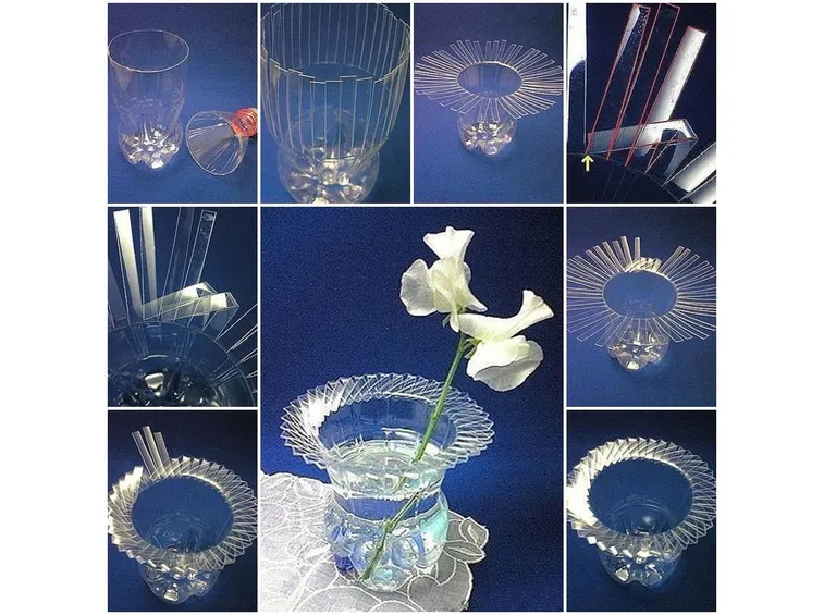 vaso con bottiglia in plastica