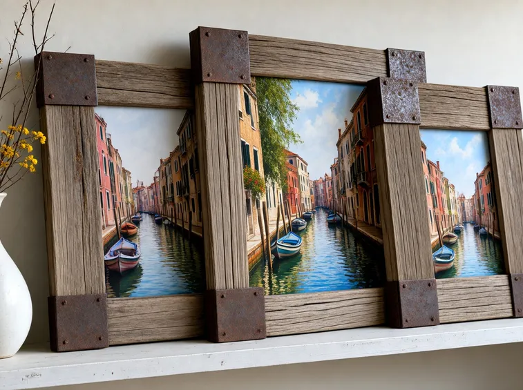 cornice con legno riciclato