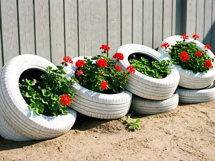 contenitori per giardino con pneumatici