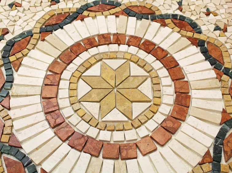 rosone per pavimento in mosaico