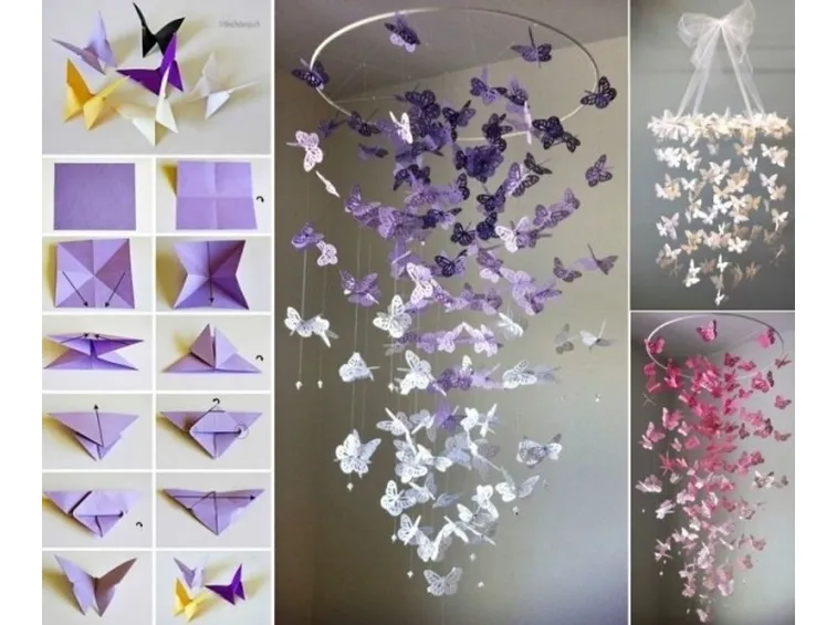 lampadario fai da te con farfalle
