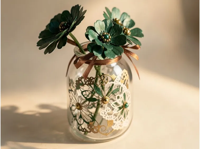 bottiglie in plastica decorate con il decoupage