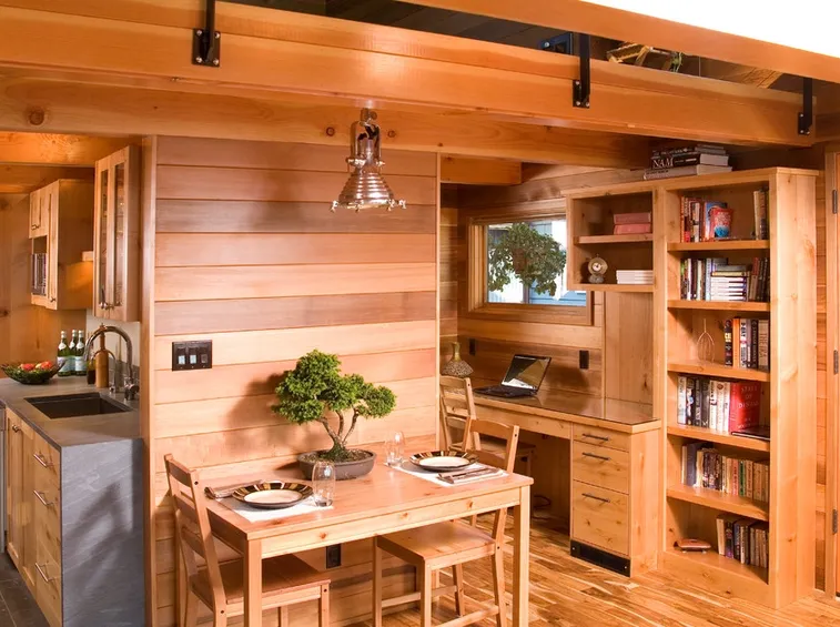 cucina con perline di legno