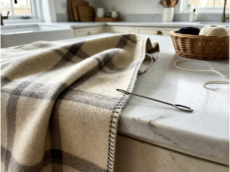 Rifinire il bordo a mano con il punto festone e curare il plaid nel tempo