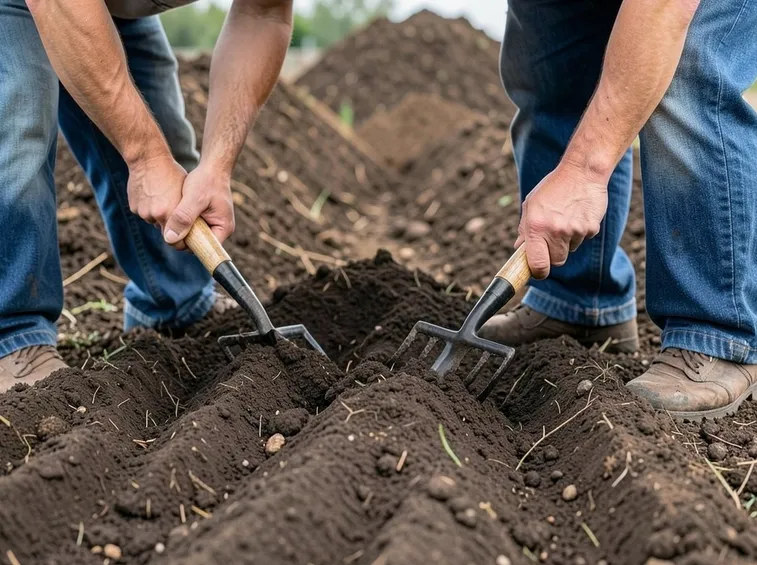 Preparazione terriccio prato