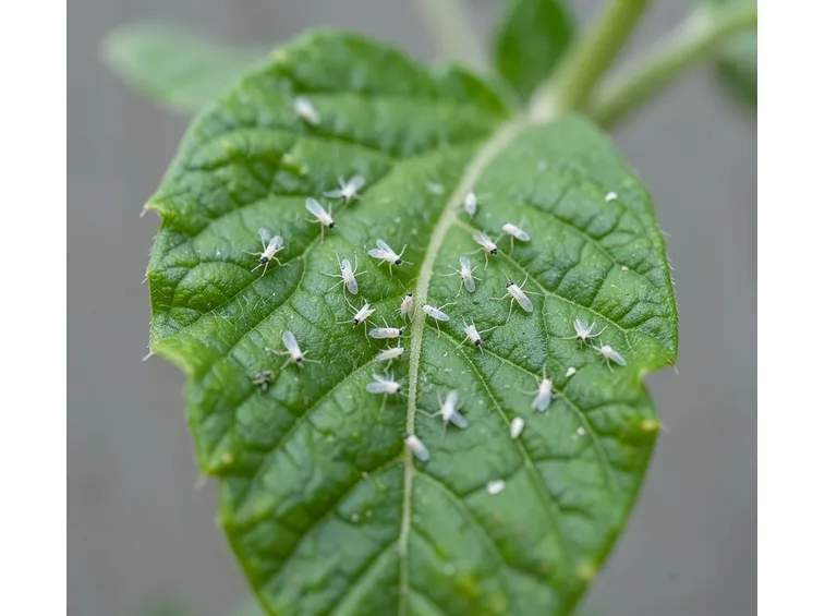 foglia infettata da mosca bianca