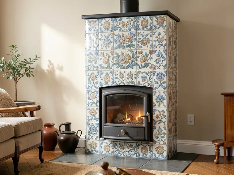 Stufa a legno in maiolica