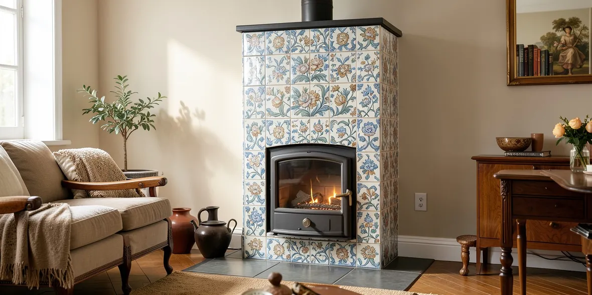 Stufa a legno in maiolica