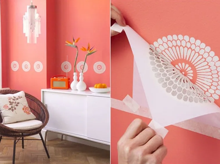 decorazione parete con stencil