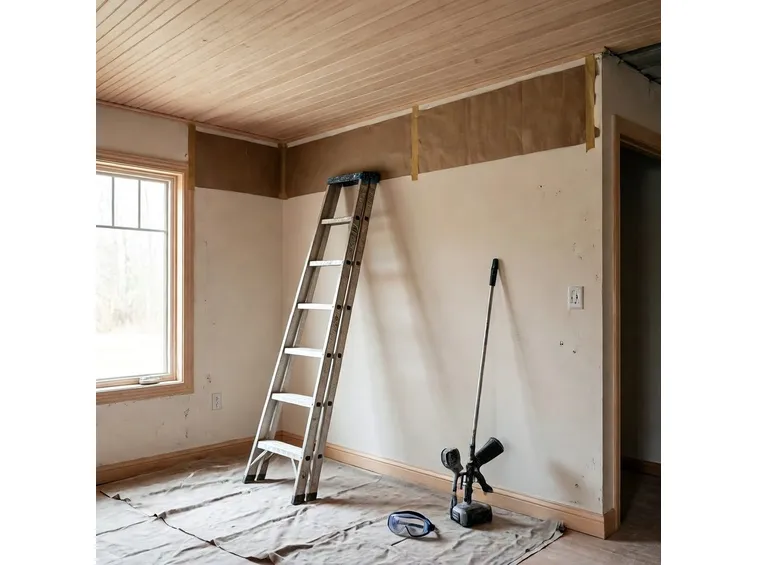 tinteggiare il soffitto con lo spruzzatore di vernice