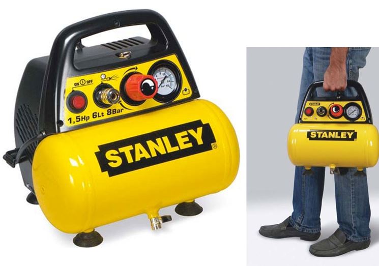 Un compressore portatile Stanley con serbatoio orizzontale