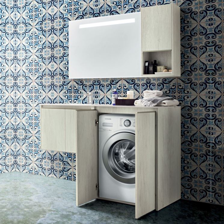 Bagno con lavanderia,come progettarlo bagno come realizzare un ... Mobile porta lavatrice e asciugatrice da esterno