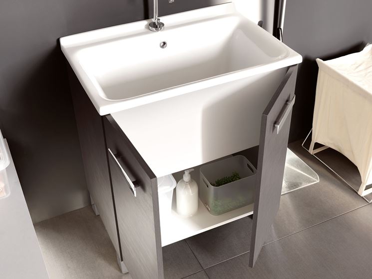 Lavatoio con mobiletto bagno mobile lavatoio Lavabo e lavatrice affiancati