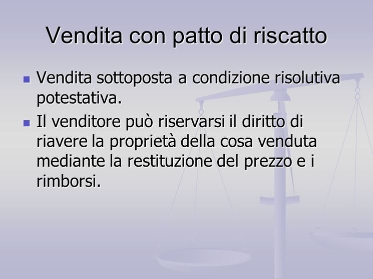 vendita con patto di riscatto