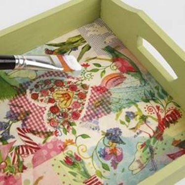 vassoio con decoupage