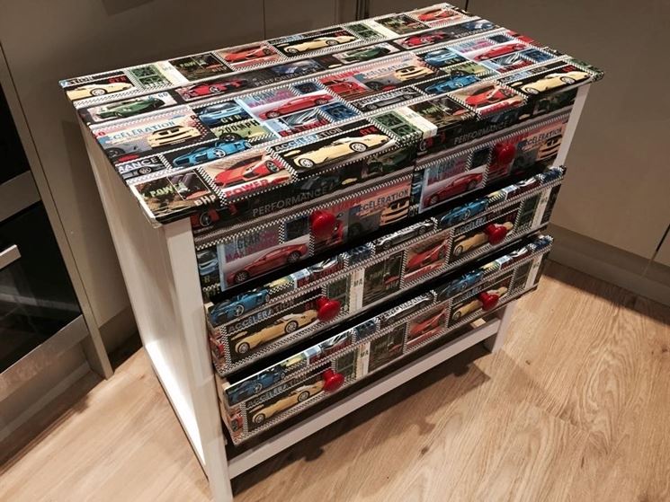 Cassettiera decoupage