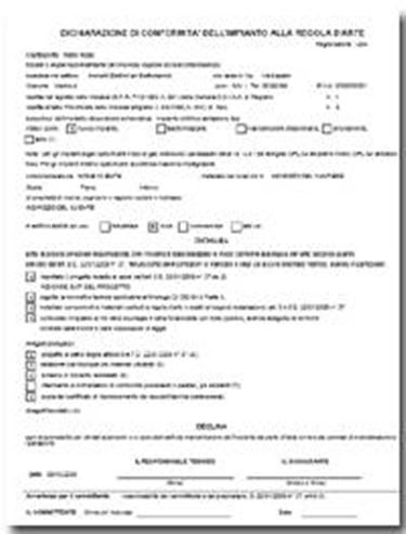 Modulo dichiarazione di conformita norme impianti Certificato impianto elettrico a norma