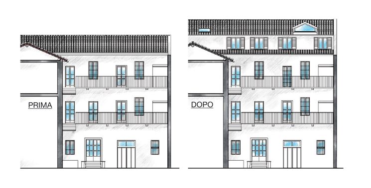 Sopraelevazione con rifacimento della copertura in legno